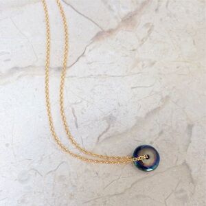 Oil slick disc necklace